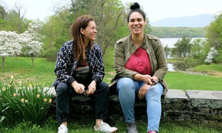 Pam Tanowitz and Jessie Montgomery at Bard's Montgomery Place. Photo by Jeremy Jacob.