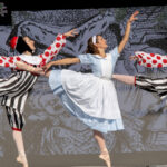 Grace Byars, Brooke Difrancesco and Jenna Torgeson in Island Moving Company's 'Alice in Wonderland'. Photo by Kim Fuller.