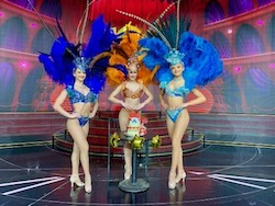 Molly McKinnon, Cassandra Blanc and Shealagh Boyajian performing in Las Vegas production show Extravaganza!