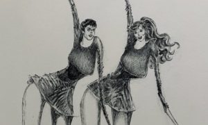 Caricature of Ann Reinking and Debra McWaters. Artwork by Lee Greenaway (dance and theatre artist).