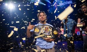 B-Girl India with her Red Bull BC One World Final 2022 Winner’s Belt. Photo by Red Bull Media House:Little Shao.