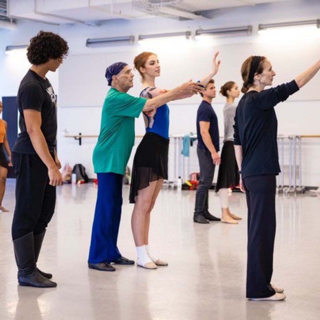 Diana Gonzales and Paul Sutherland rehearsing Ballet West's Lillian Casscells and Hadriel Diniz. Photo by Beau Pearson.