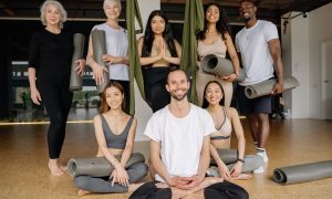 group of people at a yoga studio
