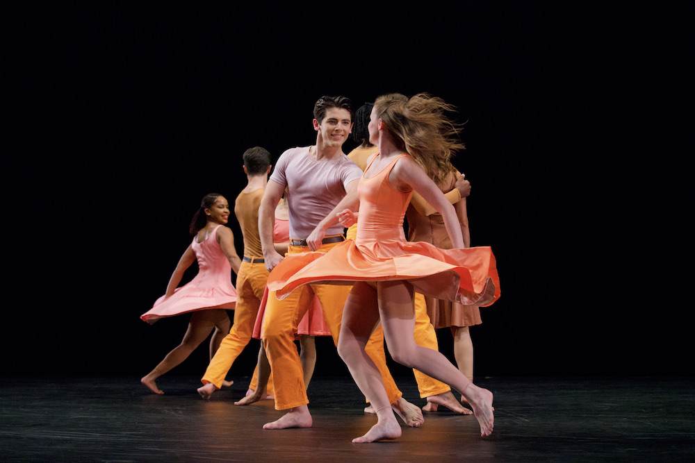 Paul Taylor Dance Company's Jake Vincent, Kristin Draucker and Company in 'Esplanade'. Photo by Steven Pisano.