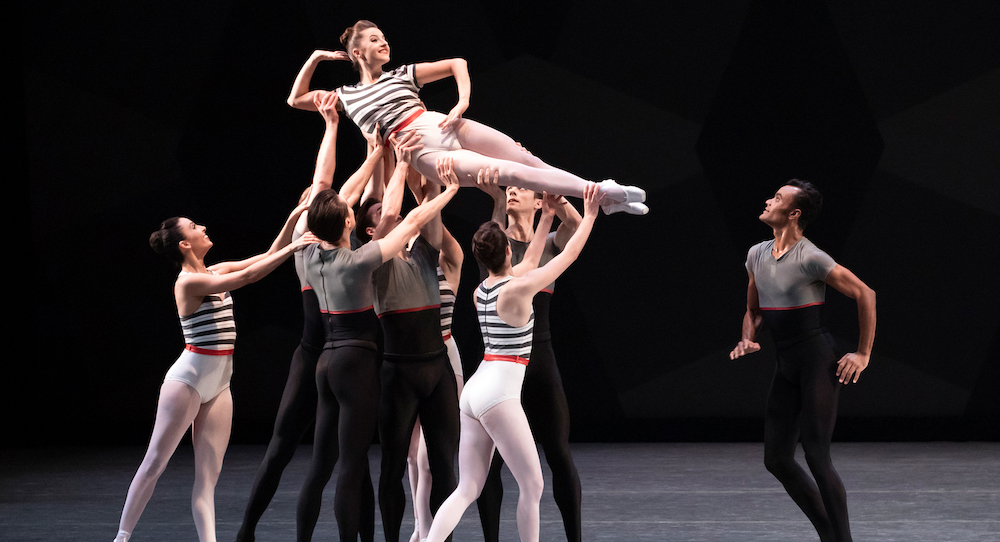 NYCB's Indiana Woodward, Taylor Stanley and Company in Justin Peck's 'Everywhere We Go'. Photo by Erin Baiano.