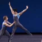 KJ Takahashi with Joseph Gordon and Indiana Woodward in Alexei Ratmansky's 'Concerto DSCH'. Photo by Erin Baiano.