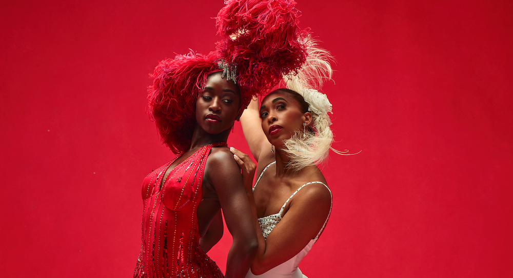 Alvin Ailey American Dance Theater's Caroline T. Dartey and Constance Stamatiou in Alvin Ailey's The Mooche. Photo by Dario Calmese.