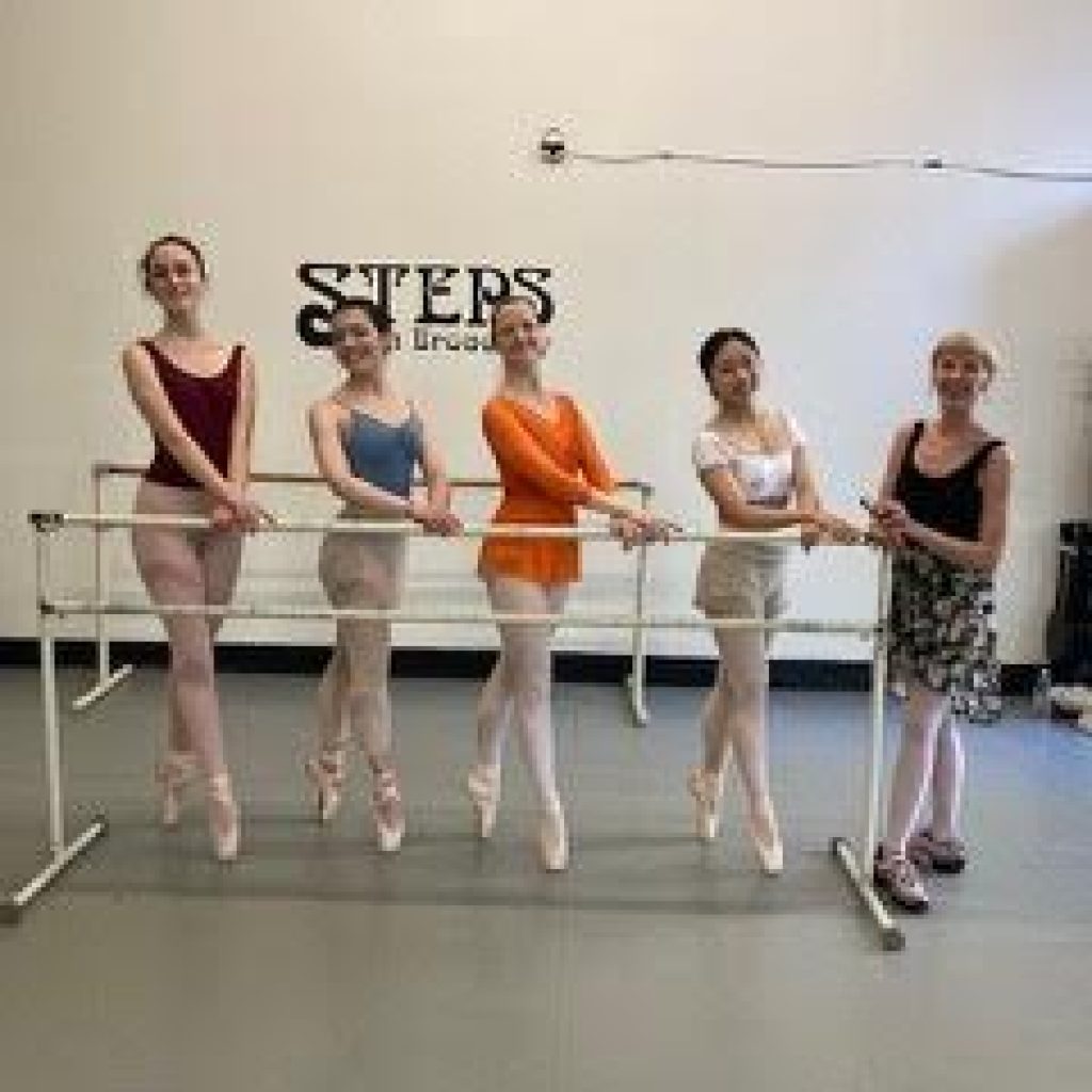 Kathryn Sullivan with adult pointe dancers. Photo courtesy of Mary Carpenter.