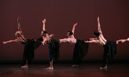 Paul Taylor Dance Company's Shawn Lesniak, Devon Louis, Jake Vincent and Austin Kelly in Lauren Lovette's 'Echo'. Photo by Whitney Browne.