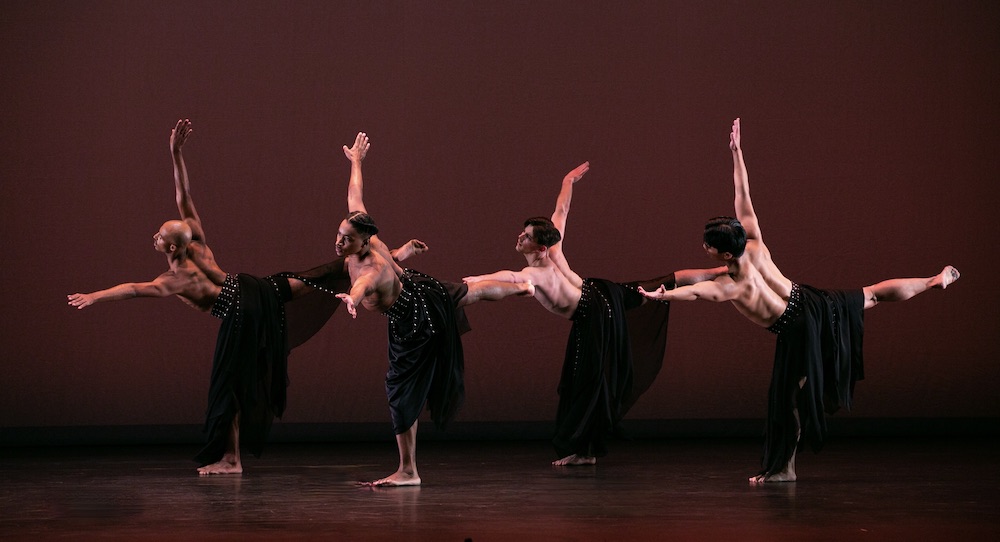 Paul Taylor Dance Company's Shawn Lesniak, Devon Louis, Jake Vincent and Austin Kelly in Lauren Lovette's 'Echo'. Photo by Whitney Browne.