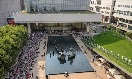 Premiere of John Luther Adams’s “Sila:The Breath of the World” in Lincoln Center’s Hearst Plaza, 2014. Photo by Kevin Yatarola.