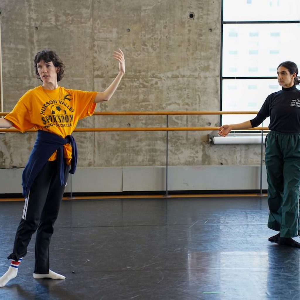 Celia Rowlson-Hall in rehearsal for 'SISSY' with Ida Saki. Photo by Lydia Murray.