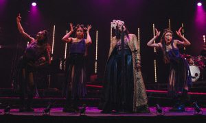 Ciara Alyse Harris, Phoenix Best, Whitney White and Holli' Conway in 'Macbeth In Stride' at BAM. Photo by Marc J. Franklin.