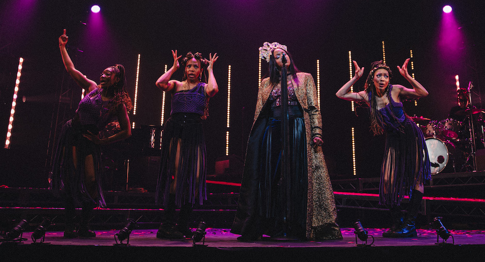 Ciara Alyse Harris, Phoenix Best, Whitney White and Holli' Conway in 'Macbeth In Stride' at BAM. Photo by Marc J. Franklin.