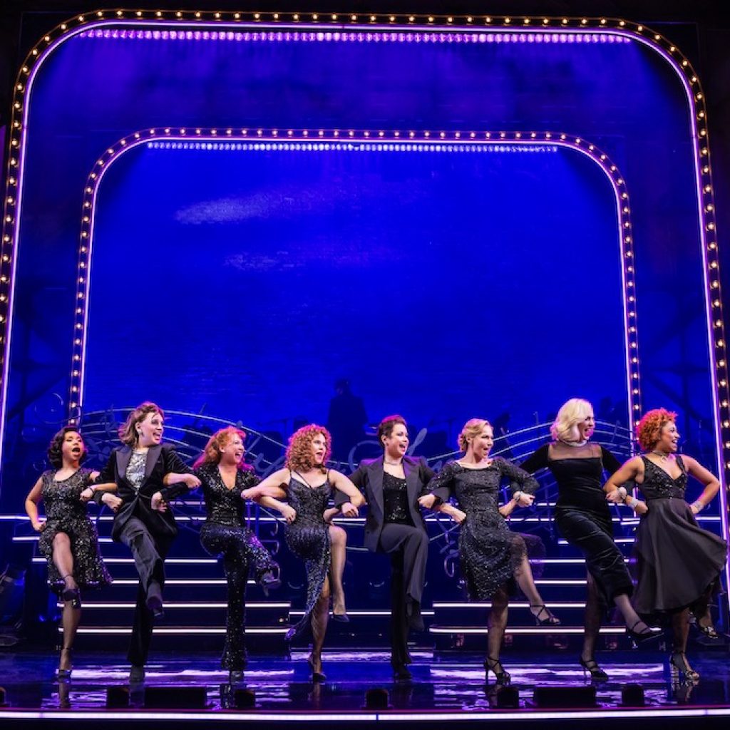 Jasmine Forberg, Beth Leavel, Bonnie Langford, Bernadette Peters, Lea Salonga, Joanna Riding, Kate Jennings Grant and Maria Wirries in 'Stephen Sondheim's Old Friends'. Photo by Matthew Murphy.