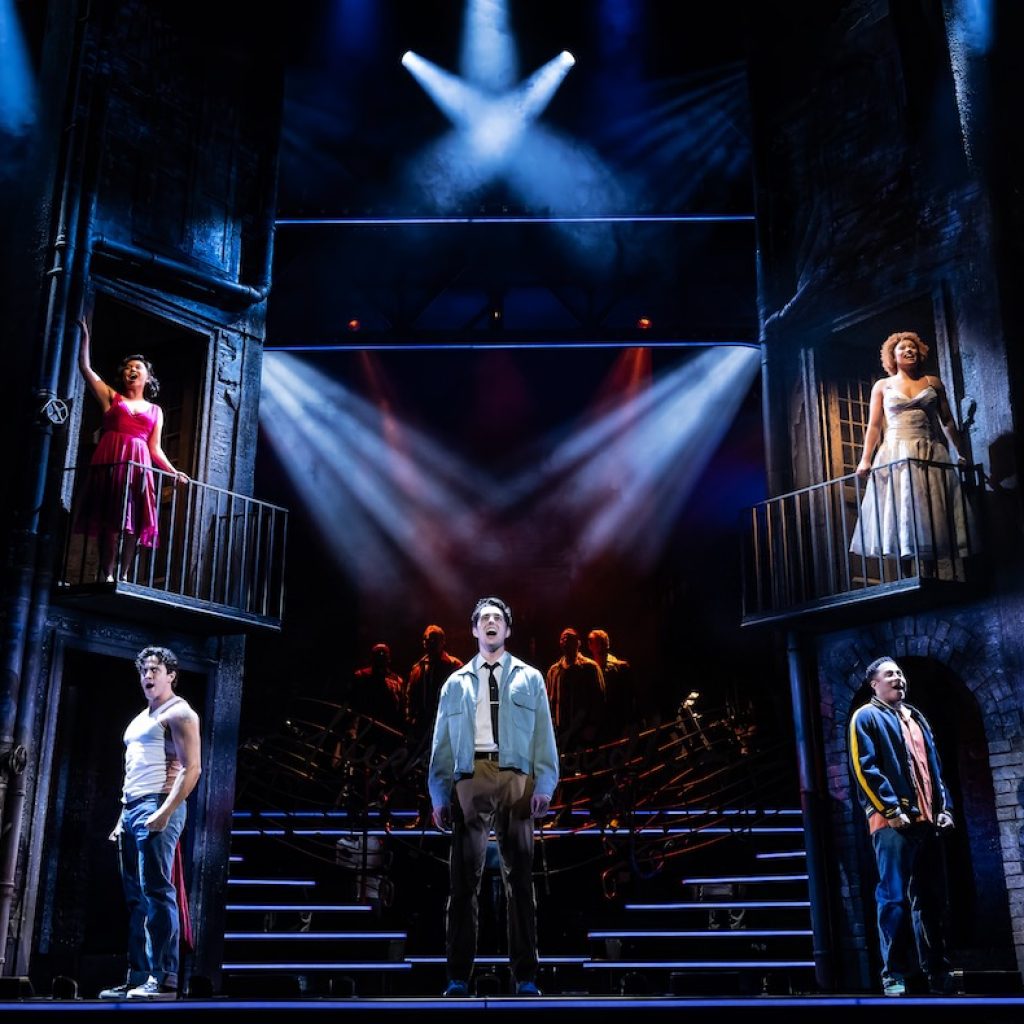 Jasmine Forsberg, Jacob Dickey, Kyle Selig, Maria Wirries, Daniel Yearwood and Company in 'Stephen Sondheim’s Old Friends'. Photo by Matthew Murphy.