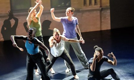 Amina Konaté, Héloïse Ponsonnet, Kristin Licata, Mackenzie Allen and Justice Jackson in Felice Lesser's 'I AM A DANCER 2020'. Photo by Gerry Goodstein.