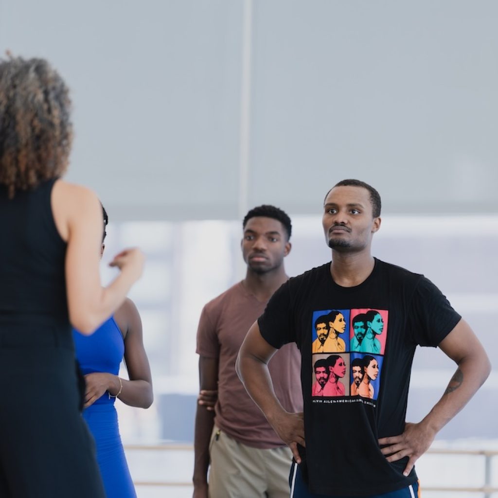 Alicia Graf Mack rehearsing Judith Jamison's 'A Case of You' with AAADT's Chris Taylor and Isaiah Day. Photo by Alice Castro.