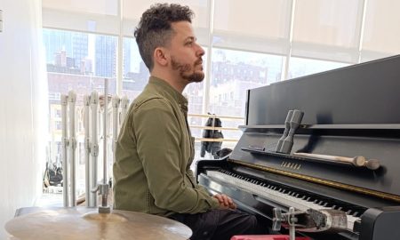 Erán Fink playing for a class at The Ailey School. Photo courtesy of Fink.