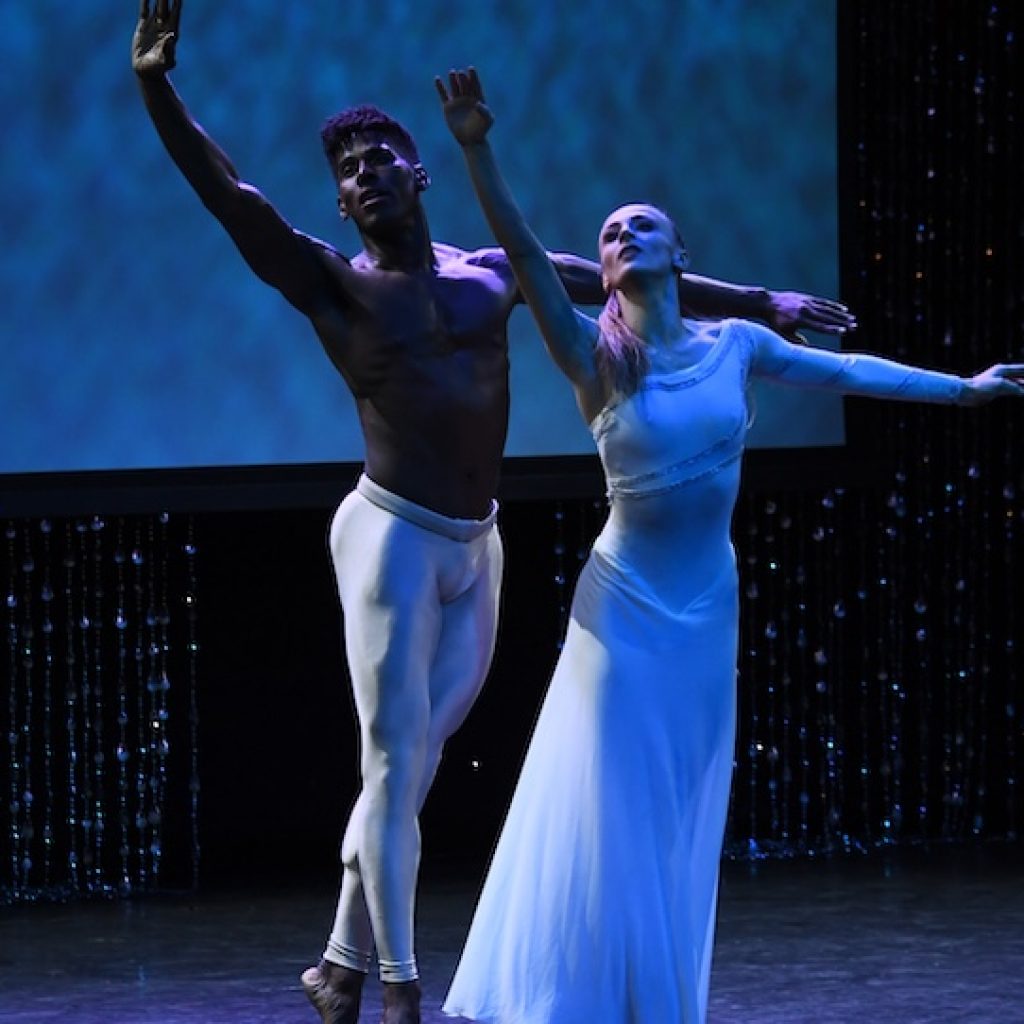 Lloyd Knight and Marzia Memoli perform onstage during the inaugural Dance Hall of Fame ceremony. Photo by Alberto E. Rodriguez/Getty Images for Dance Hall of Fame.
