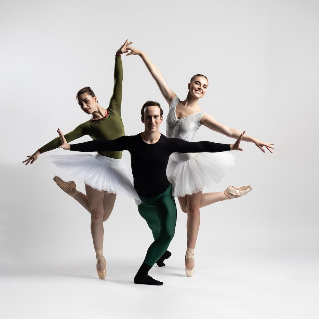 Toledo Ballet professional dancers Rachel Aron, David Claypoole and Liza Van Heerden. Photo by Jennifer Zmuda.