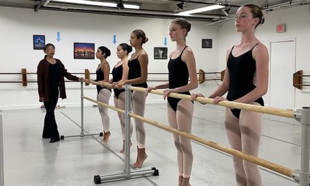 Tomiko Magario teaching pre-pointe at Logrea Dance Academy. Photo courtesy of Magario.