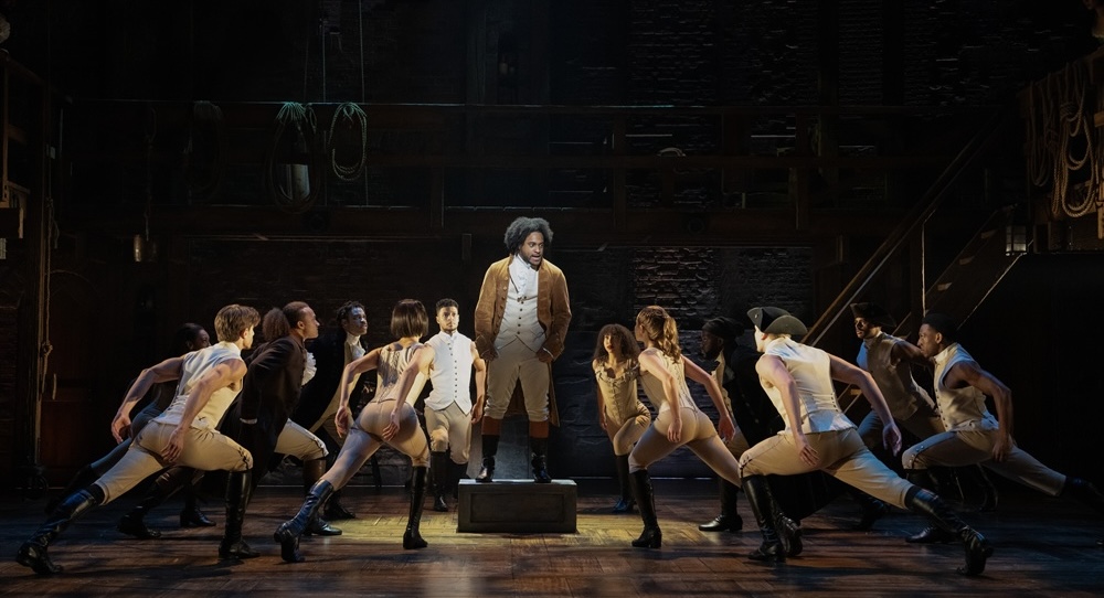 Tyler Fauntleroy and Company in the 'Hamilton' National Tour. Photo by Joan Marcus.